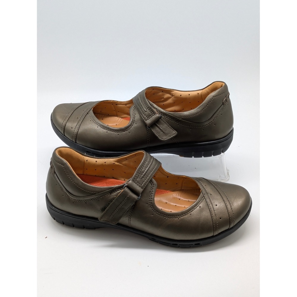 Clarks Un Structured Mary Jane Shoes Women's 8.5M Bronze Leather Comfort Flats